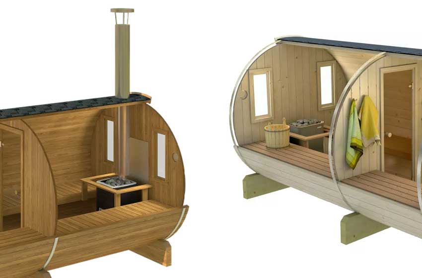 Saunafass (Fass-Sauna) mit Holzofen oder mit Elektroofen?